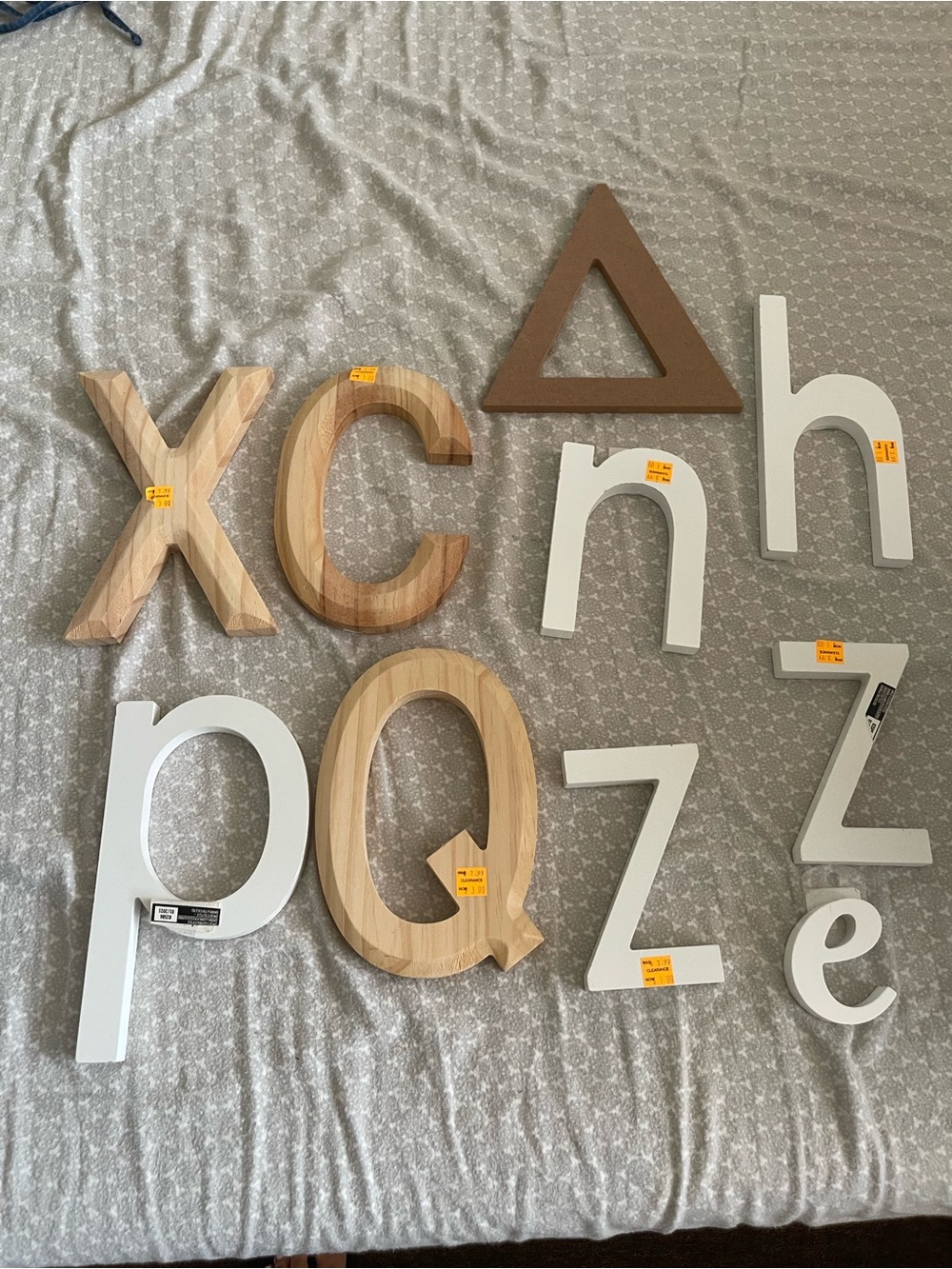 Wood and White Decorative Wall Letters - Assorted Alphabet